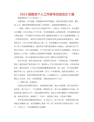 销售员个人工作参考总结范文5篇