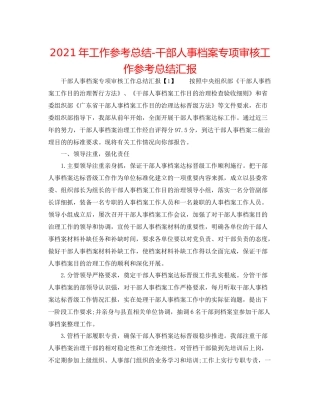 2021年工作参考总结干部人事档案专项审核工作参考总结汇报