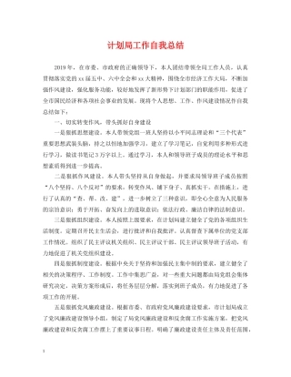 计划局工作自我总结 