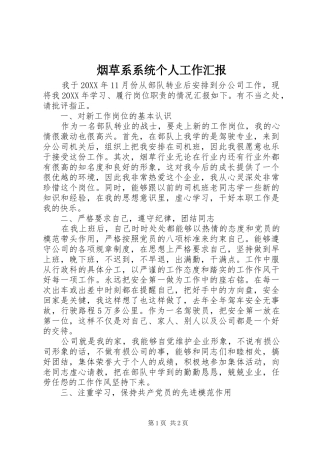 烟草系系统个人工作汇报