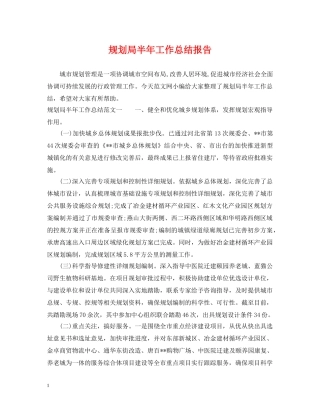 规划局半年工作总结报告 
