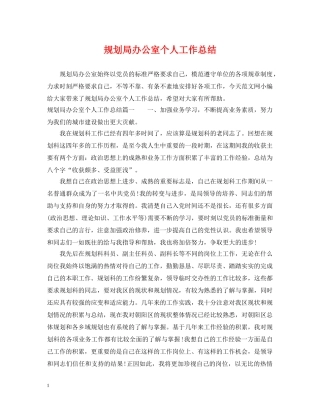 规划局办公室个人工作总结 