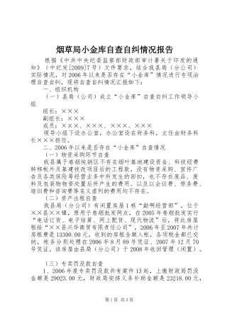 烟草局小金库自查自纠情况报告