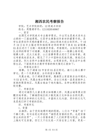 湘西农民考察报告