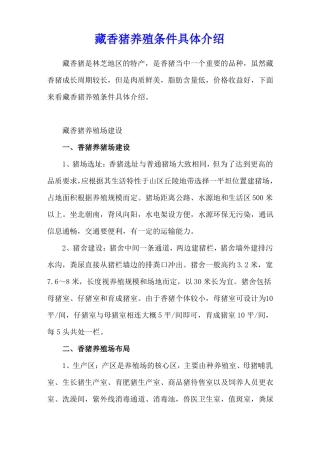 藏香猪养殖条件具体介绍