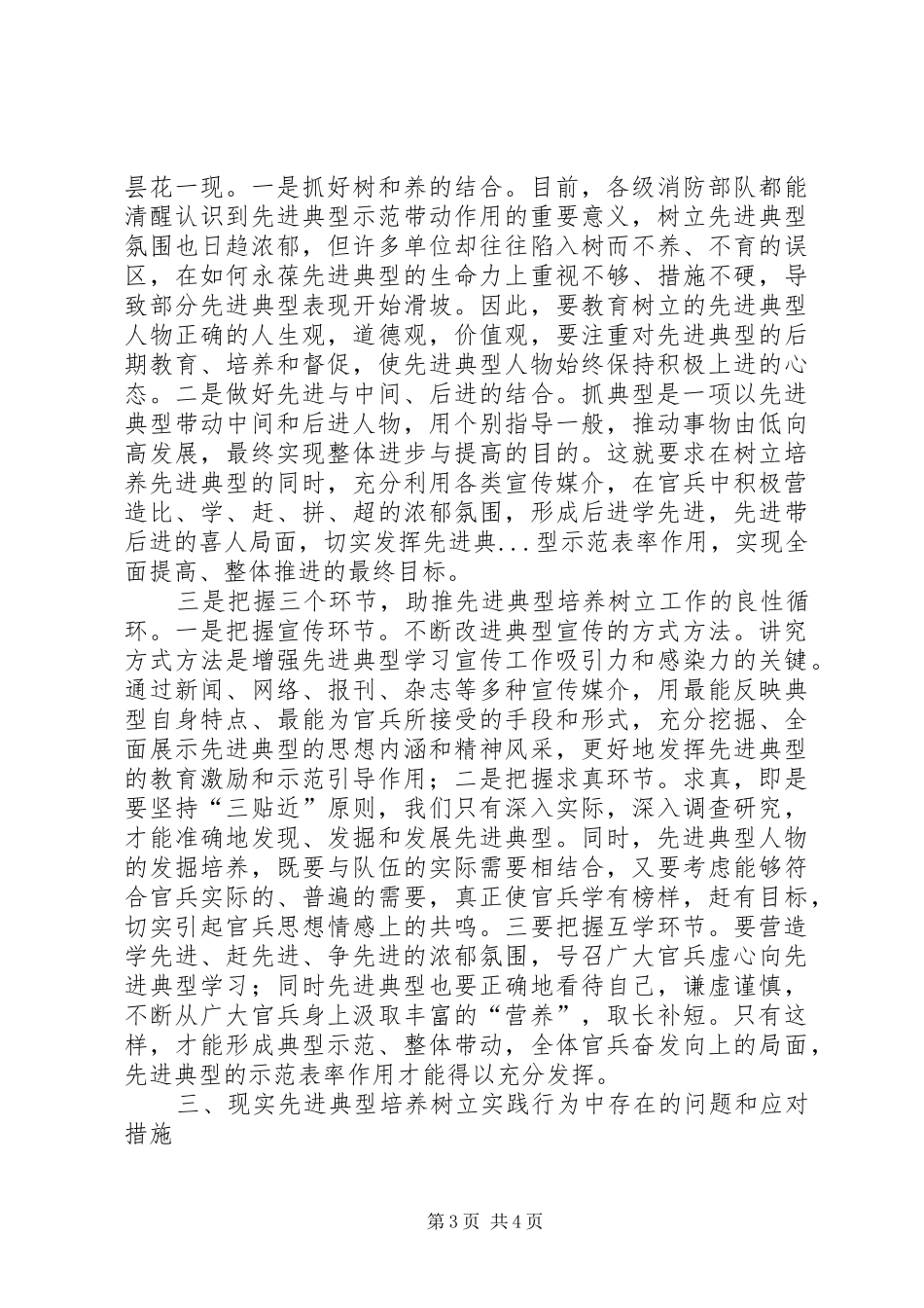 消防部队先进典型培养调研报告_第3页