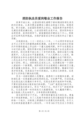 消防执法员爱岗敬业工作报告