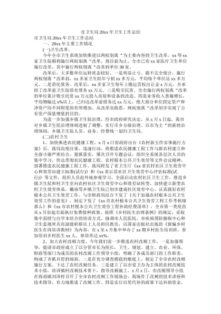 市卫生局20年卫生工作总结