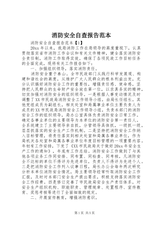 消防安全自查报告范本