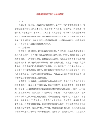 行政执法年终工作个人总结范文 