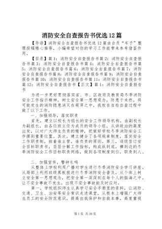 消防安全自查报告书优选12篇