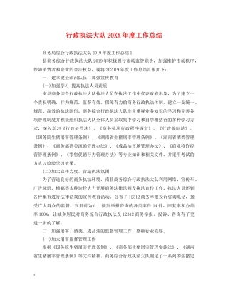 行政执法大队20XX年度工作总结 