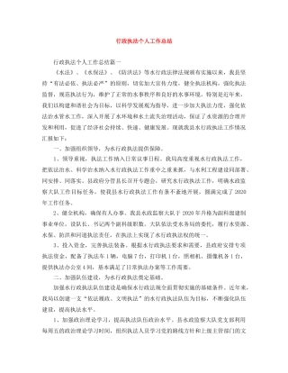行政执法个人工作总结 