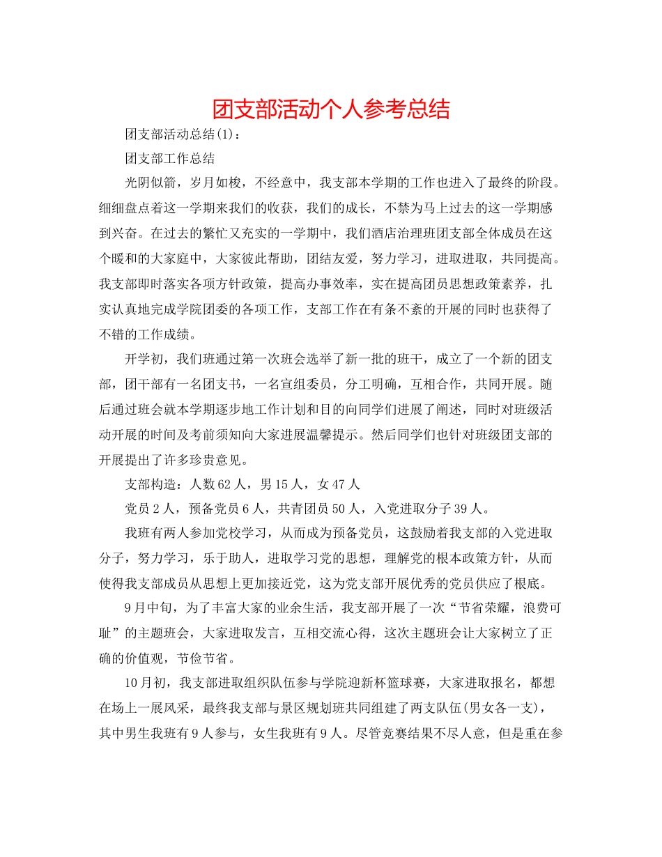 团支部活动个人参考总结_第1页