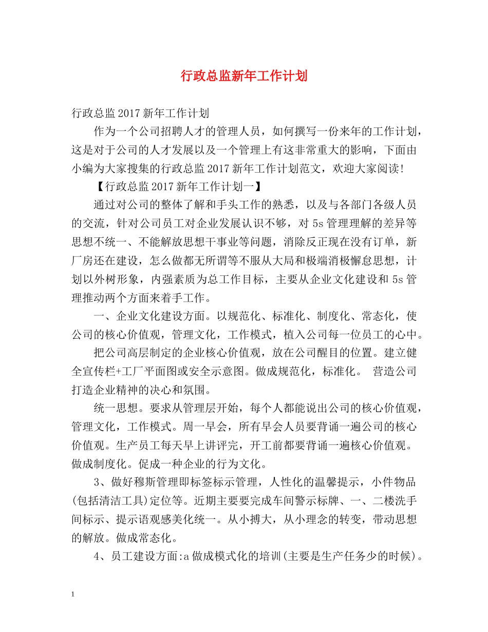 行政总监新年工作计划 _第1页