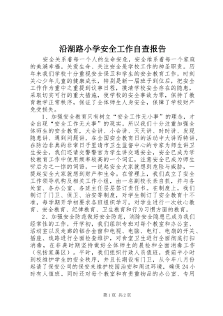 沿湖路小学安全工作自查报告