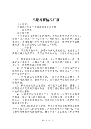 汛期部署情况汇报