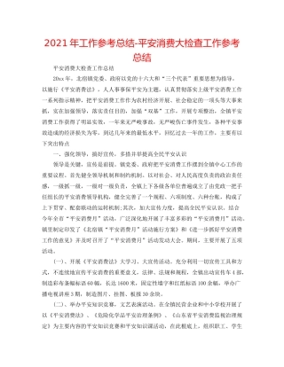 2021年工作参考总结安全生产大检查工作参考总结