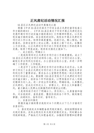 正风肃纪活动情况汇报