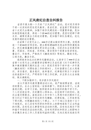 正风肃纪自查自纠报告