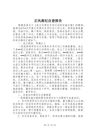 正风肃纪自查报告