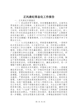 正风肃纪常态化工作报告