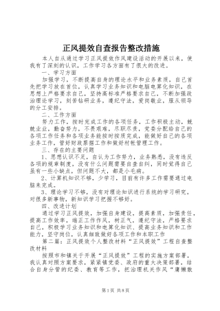 正风提效自查报告整改措施