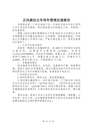 正风肃纪公车用车管理自查报告