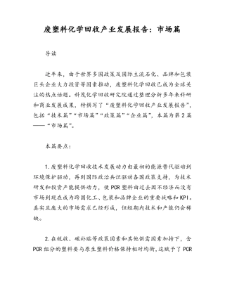 废塑料化学回收产业发展报告场篇