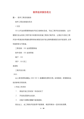 软件技术报告范文