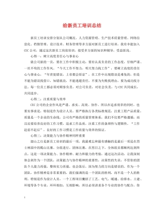 给新员工培训总结 