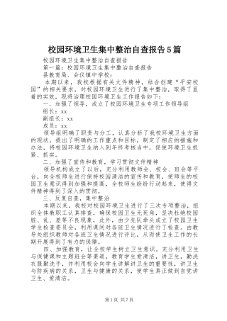校园环境卫生集中整治自查报告5篇