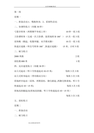 高中体育特长生身体素质训练计划