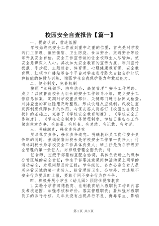 校园安全自查报告【篇一】