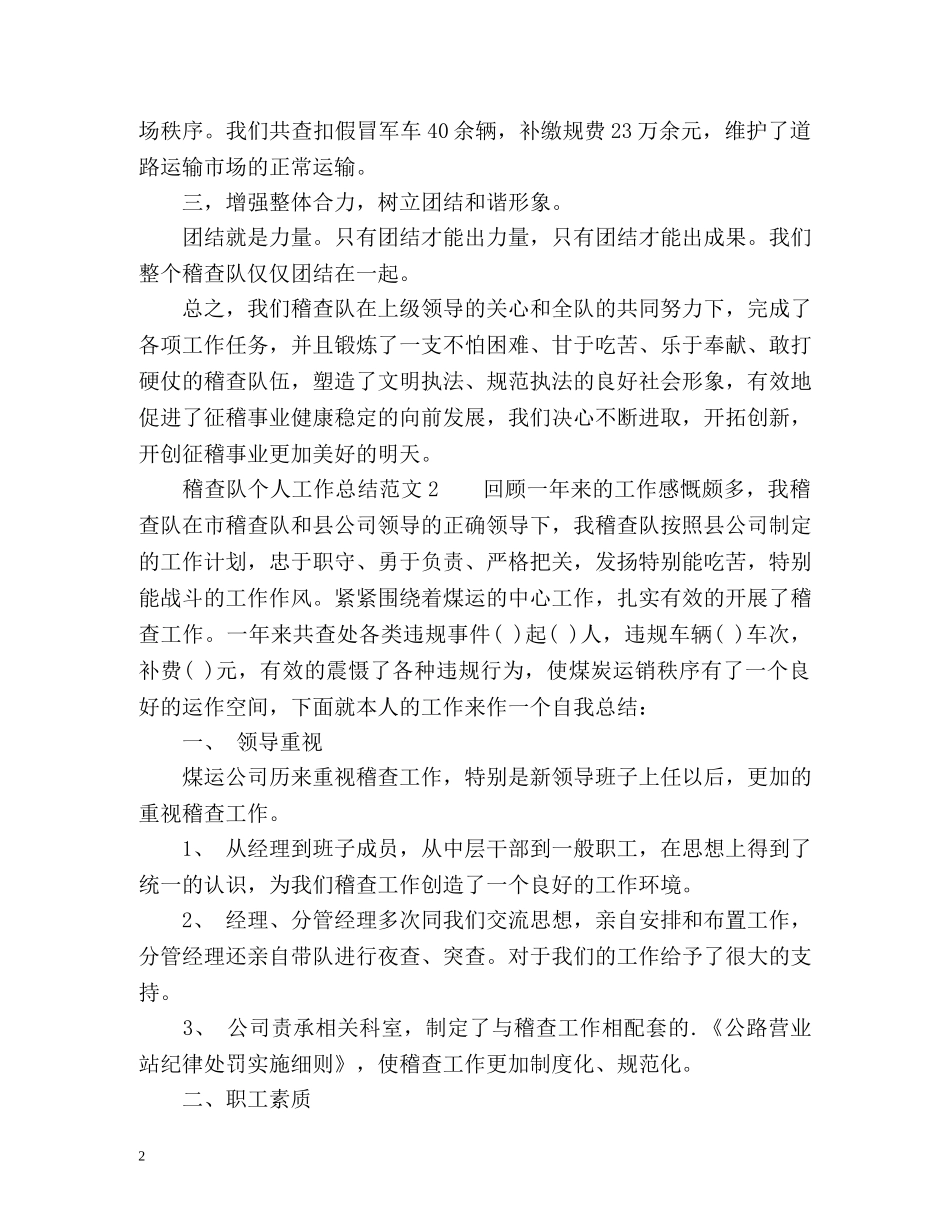 稽查队个人工作总结 _第2页