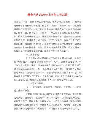 稽查大队2020年上半年工作总结 