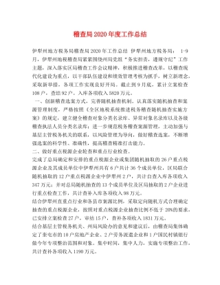 稽查局2020年度工作总结 