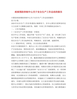 疾病预防控制中心关于安全生产工作总结的报告 