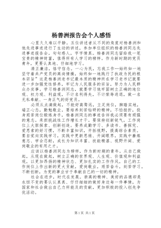 杨善洲报告会个人感悟