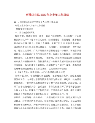 环境卫生队2020年上半年工作总结 
