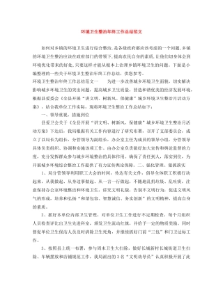 环境卫生整治年终工作总结范文 