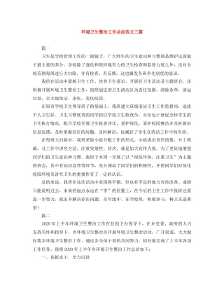 环境卫生整治工作总结范文三篇 