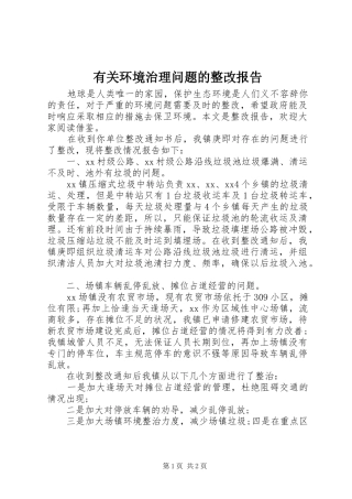 有关环境治理问题的整改报告