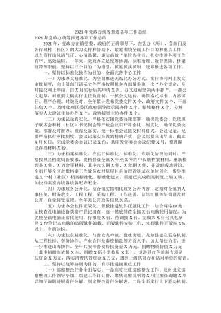 党政办统筹推进各项工作总结