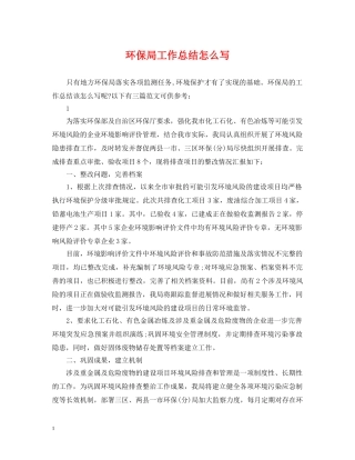 环保局工作总结怎么写 