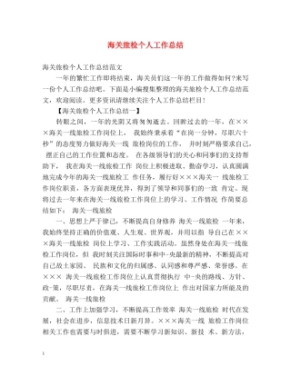海关旅检个人工作总结 