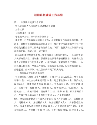 法院队伍建设工作总结 