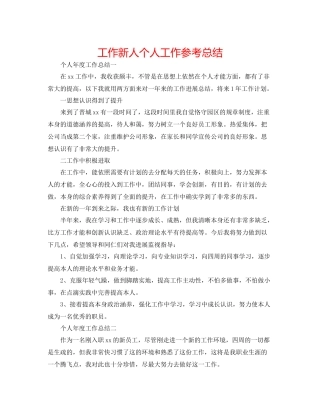 工作新人个人工作参考总结