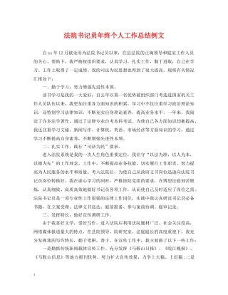 法院书记员年终个人工作总结例文 
