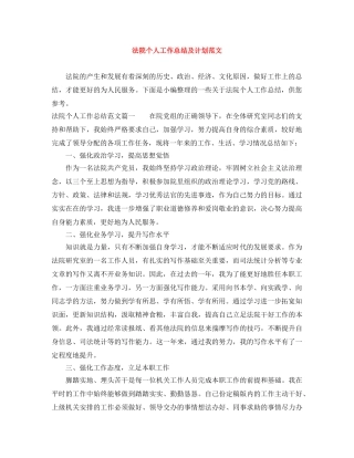 法院个人工作总结及计划范文 